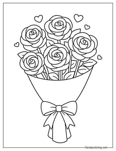 Valentine Flower Bouquet Coloring Page