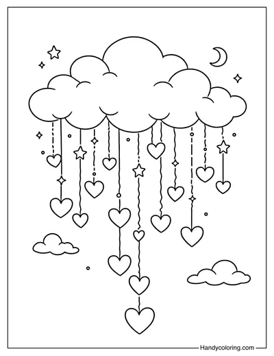 Valentine Heart Cloud Coloring Page