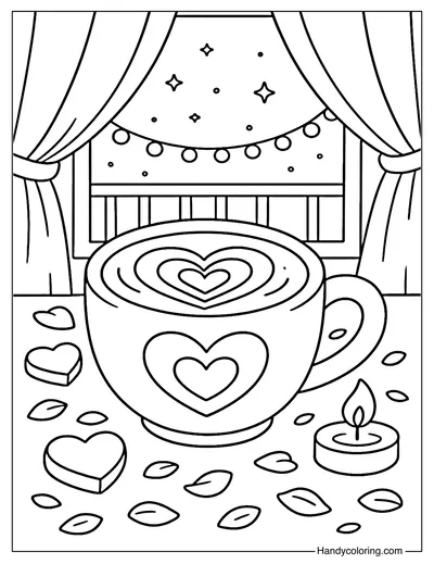 Valentine Hot Drink Coloring Page