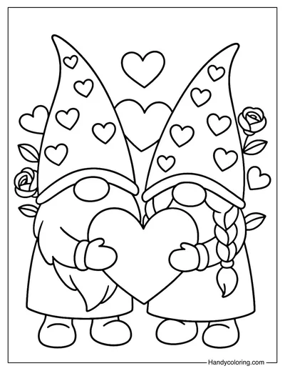Valentine Love Gnome Coloring Page