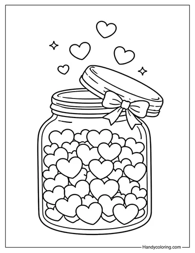 Valentine Love Jar Coloring Page
