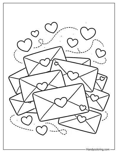 Valentine Love Letters Color Page