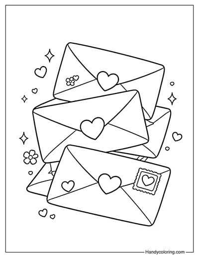 Valentine Love Letters Coloring Page