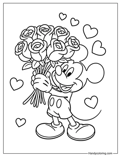 Valentine's Day Mickey Mouse Coloring Page