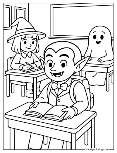Vampire at School Coloring Page