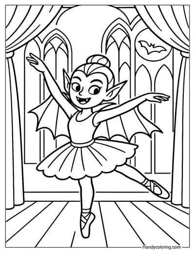 Vampire Ballerina Coloring Page