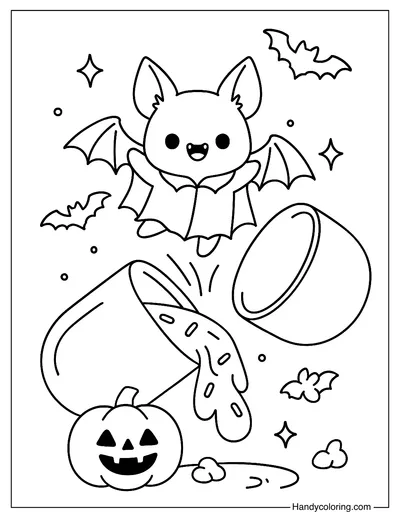 Vampire Bat Capsule Coloring Page