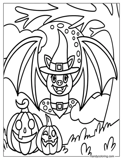 Vampire Bat Halloween Coloring