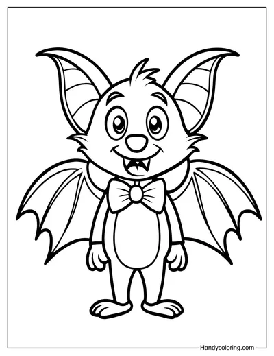 Vampire Bat with Bow Coloring Page