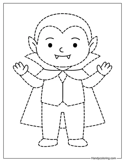 Vampire Boy Tracing Coloring Page