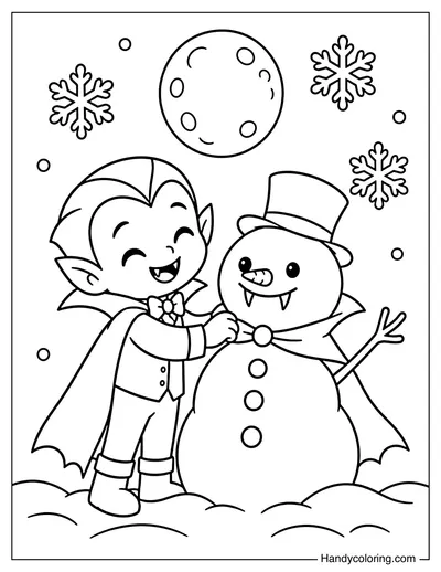 Vampire Building a Snowman at Midnight