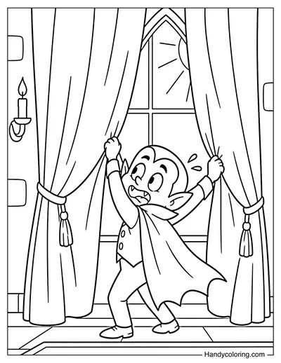 Vampire Closing the Castle Curtains