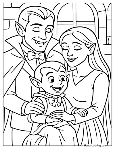 Vampire Family Coloring Page
