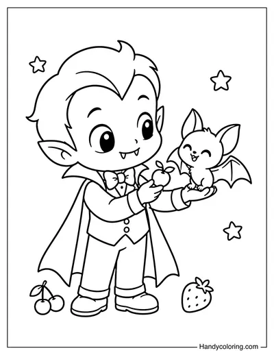 Vampire Feeding a Tiny Pet Bat