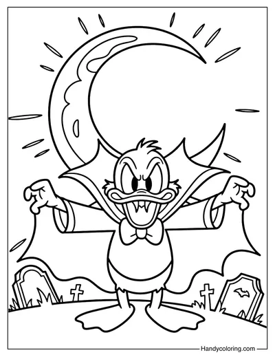 Vampire Halloween Donald Duck Coloring Page