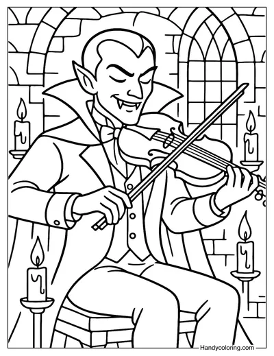 Vampire Musician Coloring Page