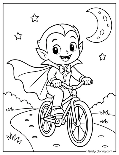 Vampire Riding a Bicycle at Night