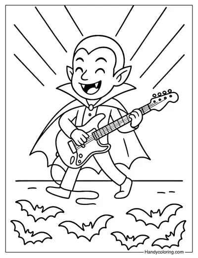 Vampire Rock Star Coloring Page