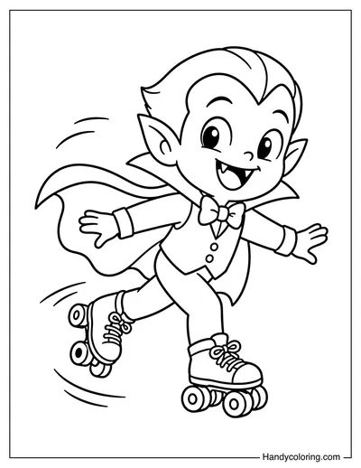 Vampire Roller Skating with Flowing Cape
