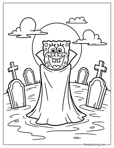 Vampire SpongeBob Coloring Page