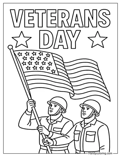 Veterans Day Flag Tribute Coloring Page