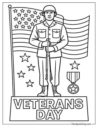 Veterans Day Hero Monument Coloring Page