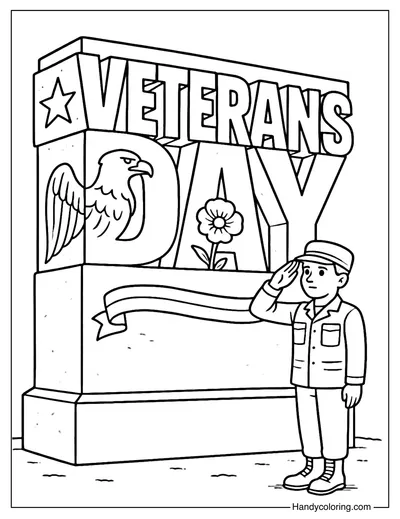 Veterans Day Monument Coloring Page