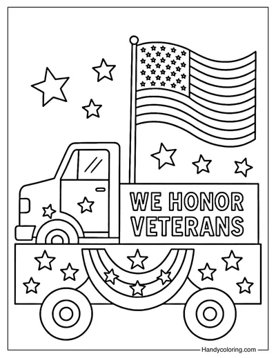 Veterans Day Parade Float Coloring Page