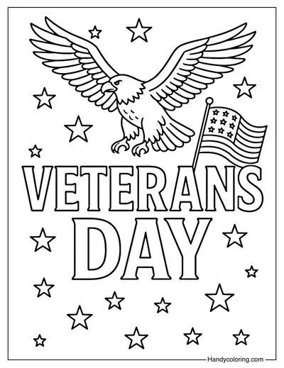 Veterans Day Typography Art Coloring Page