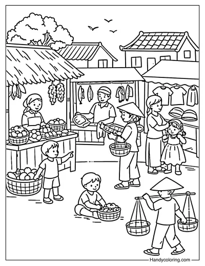Village Market Scene