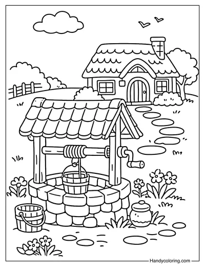 Village Well and Small House