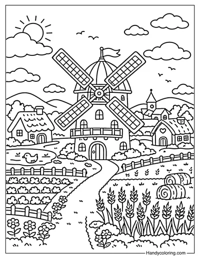 Village with Windmill