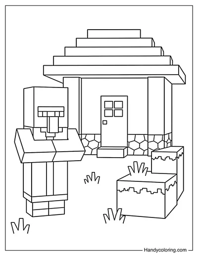 Villager Standing in Front of a House