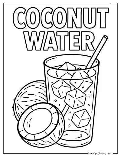 Vintage Coconut Juice Poster Coloring Page