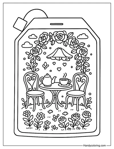 Vintage Garden Tea Bag Coloring Page