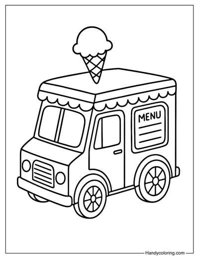 Vintage Ice Cream Cart Coloring Page