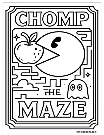 Vintage Pac-Man Poster Coloring Page