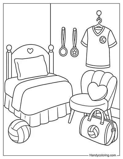 Volleyball Bedroom with Sports Gear