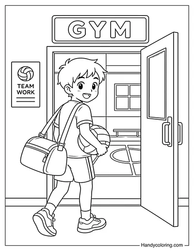 Volleyball Boy Walking into the Gym