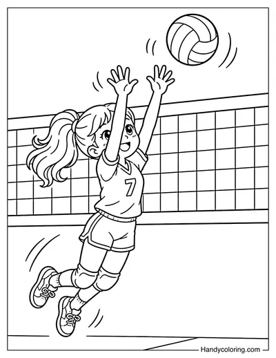 Volleyball Girl Blocking at the Net