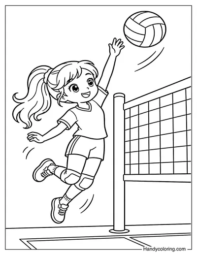 Volleyball Girl Jumping for a Spike