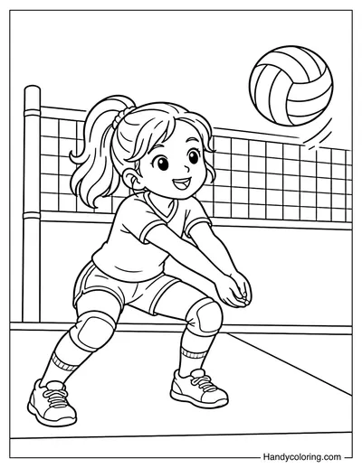 Volleyball Girl Making a Dig