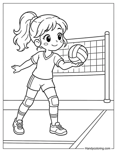 Volleyball Girl Ready to Serve