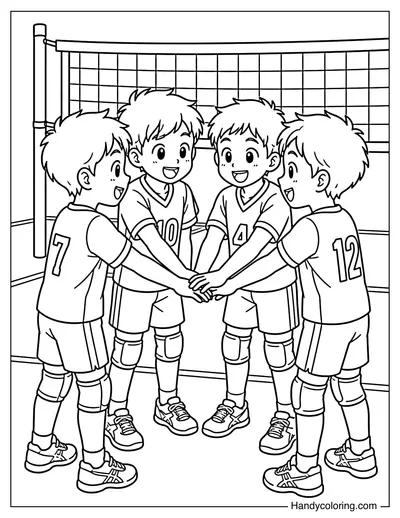 Volleyball Team Huddle