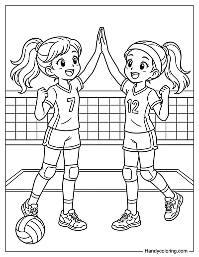 Volleyball Teammates High Five