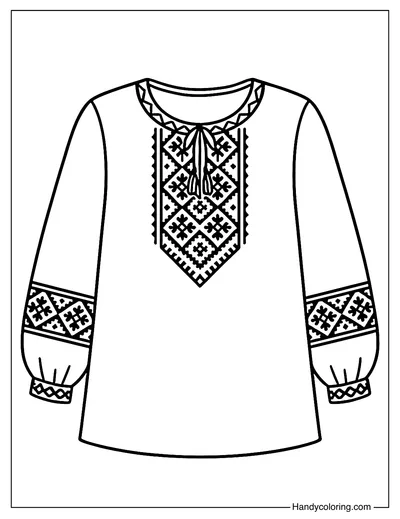 Vyshyvanka Shirt Design Coloring Page