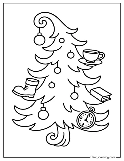 Wacky Christmas Tree Coloring Page
