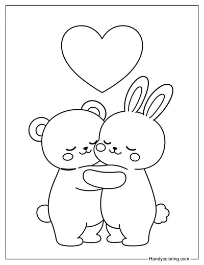 Warm Hugs February Coloring Page