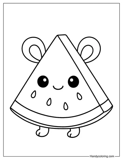 Watermelon Animal Mix Coloring Page