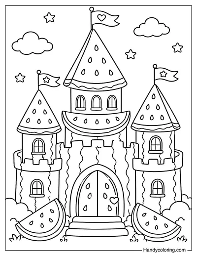 Watermelon Castle with Tiny Flags